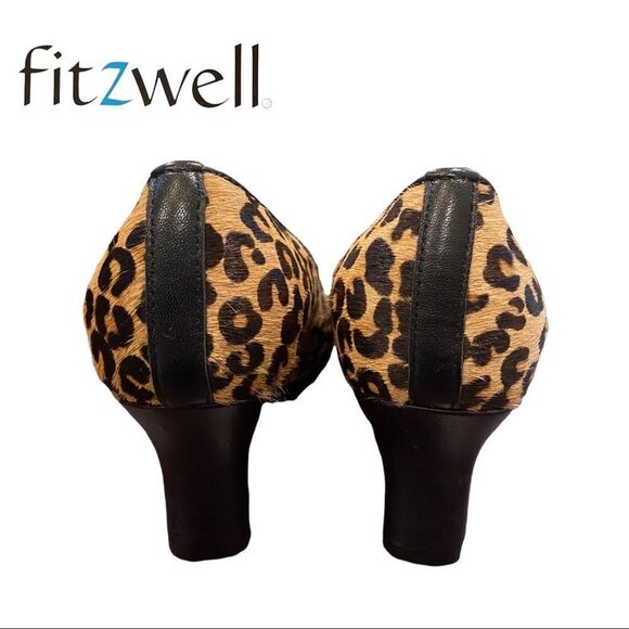 Fitzwell Women's Animal Print Calf Hair Leather Low Heels 6 6WW Wide - Picture 4 of 5